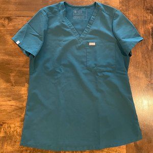 Figs Caribbean Blue Scrub Top Small